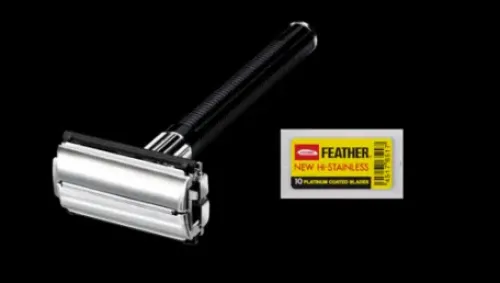 Stahlwaren*FEATHER Double Edge Rasierhobel "popular" inkl. Klingen