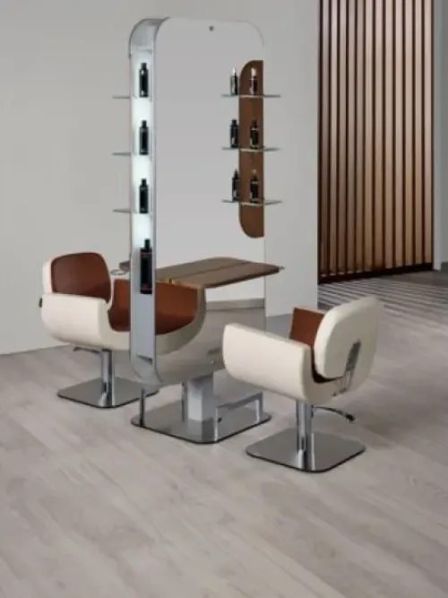 Coiffeureinrichtungen* Salon Ambience Doppelbedienungsplatz New York, Holzoptik