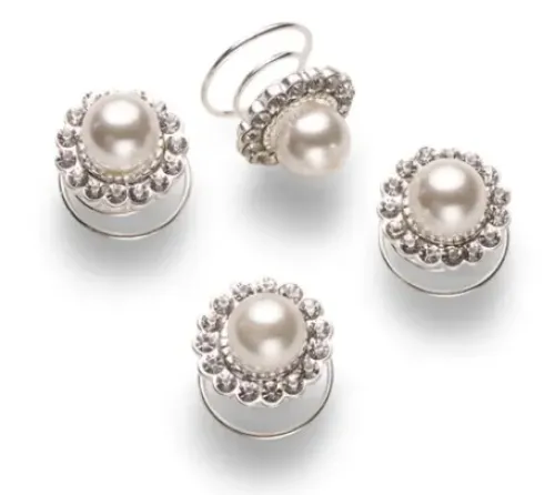 Accessoires* Trisa Celebride Curlies mit weissen Perlen und Strasssteinen 1.2 cm