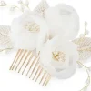 Accessoires* Trisa Celebride Haarkamm in zartem gold mit Stoffblumen und Perlenblättern
